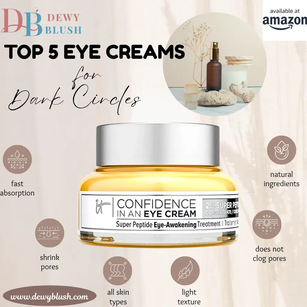 IT Cosmetics Confidence in an Eye Cream with Super Peptide, fast absorption, natural ingredients - Available on Amazon from Dewy Blush.