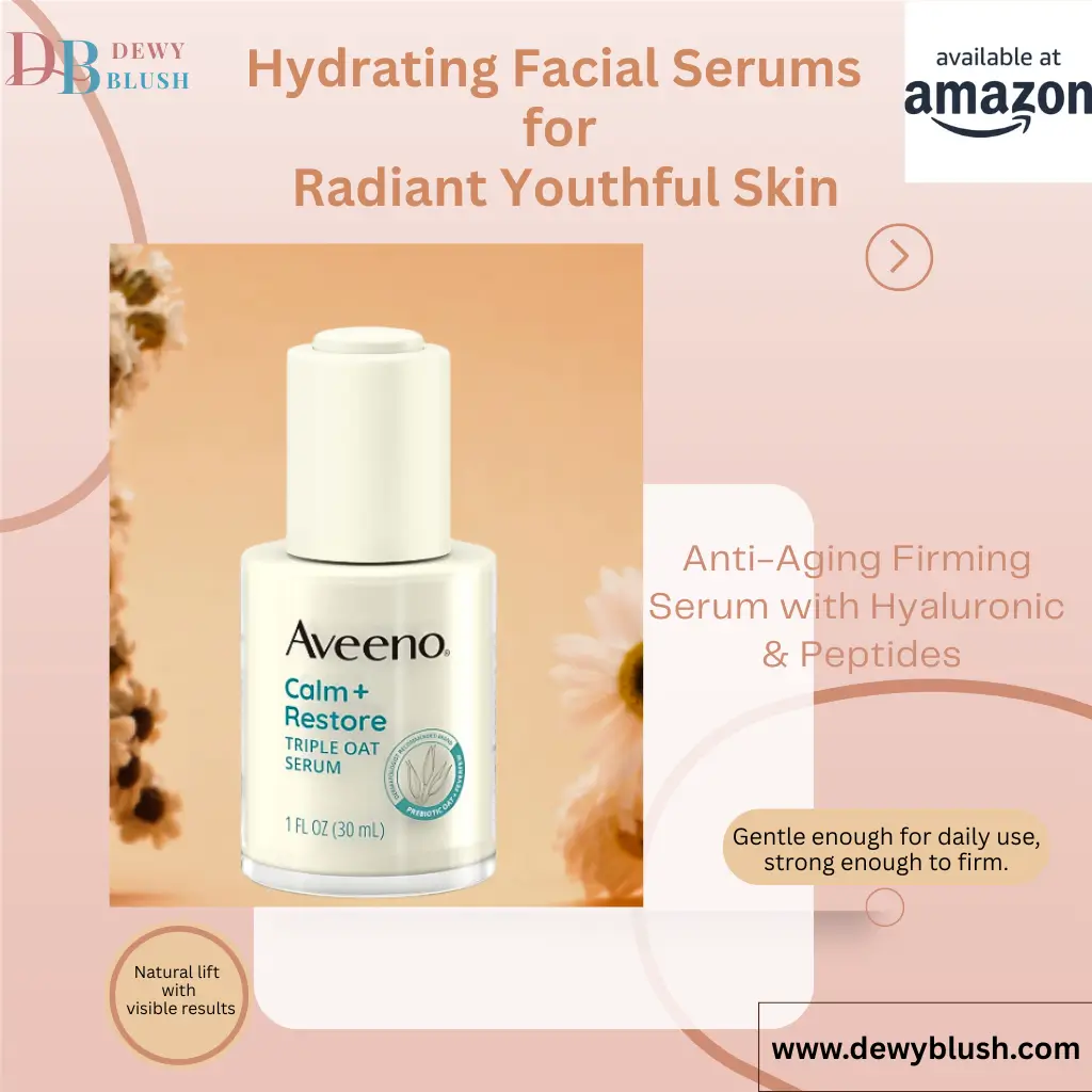 Hydrating Facials for Radiant Youthful Skin: Unlock Shine 2 Aveeno Calm + Restore Triple Oat Serum with Hyaluronic Acid & Peptides, natural lift, available at Amazon.