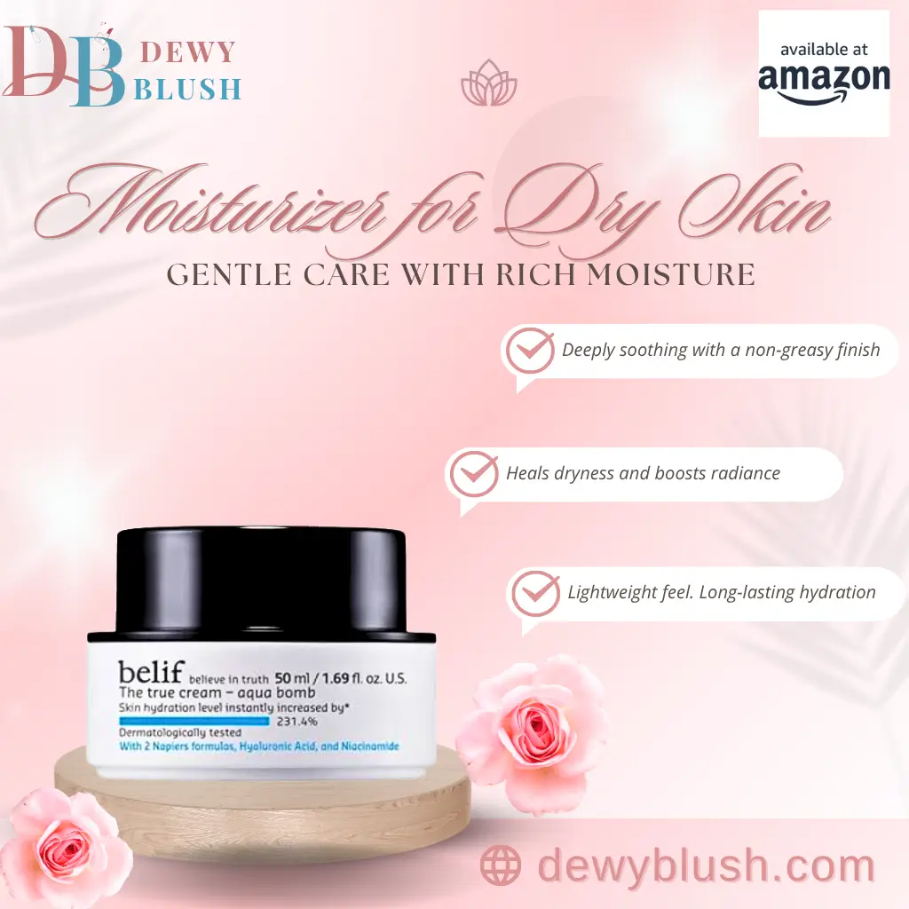 Belif True Cream Aqua Bomb by Dewy Blush, offering gentle care, rich moisture, and long-lasting hydration.