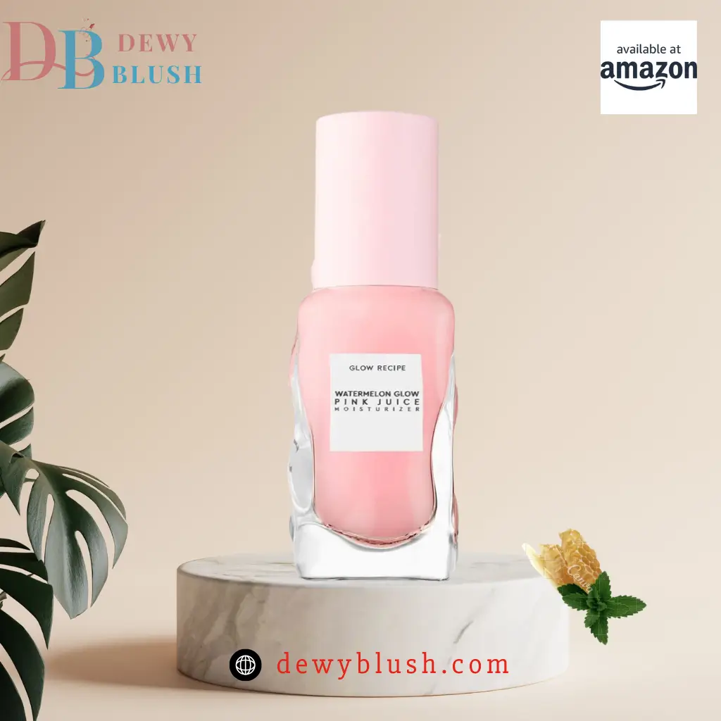 Dewy Blush Glow Recipe Watermelon Glow Pink Juice Moisturizer with honey and mint for radiant skin.