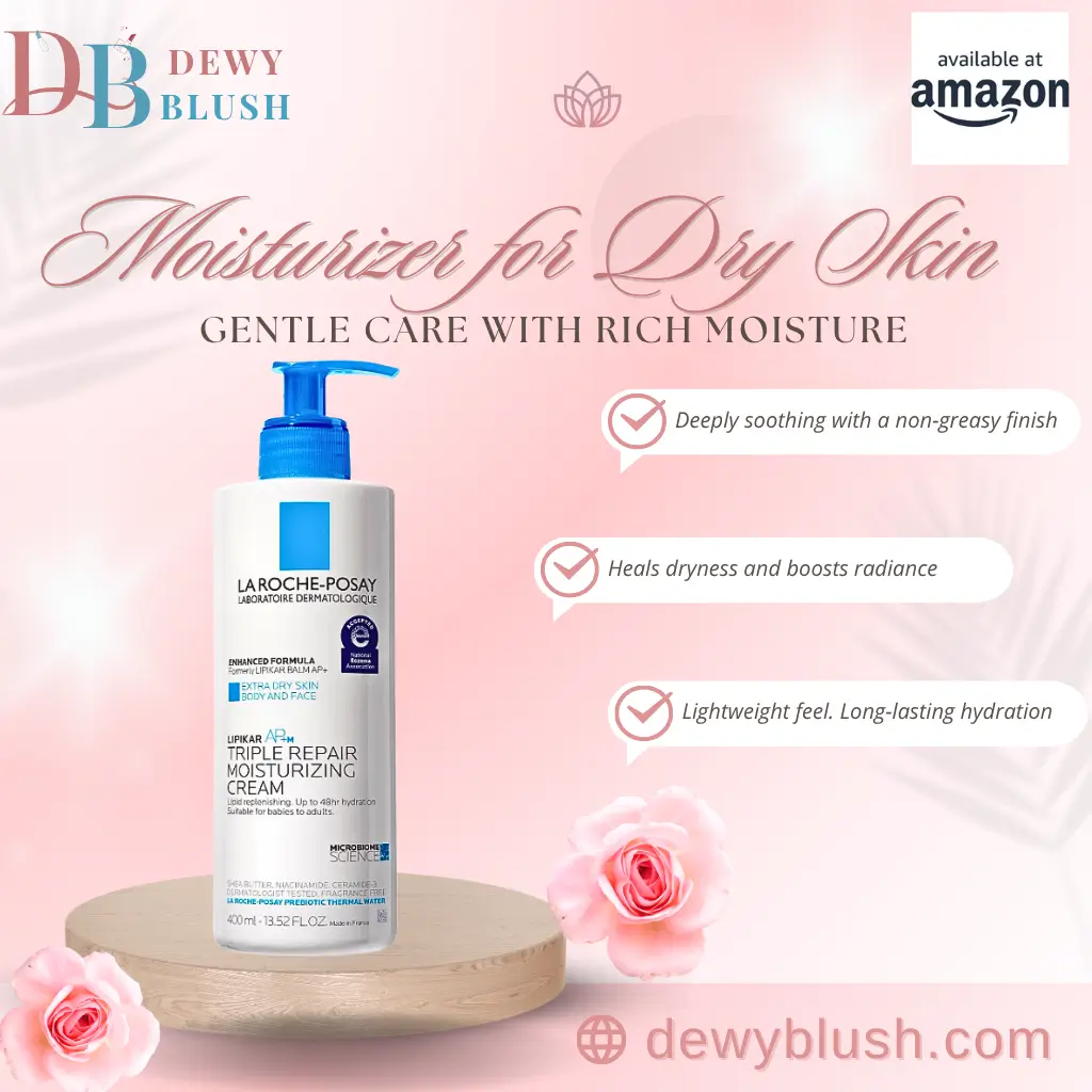 La Roche-Posay Lipikar Triple Repair Moisturizing Cream by Dewy Blush, offering gentle care and rich moisture.