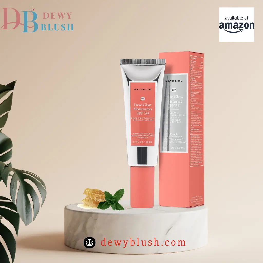 Dewy Blush Naturium Dew-Glow Moisturizer SPF 50 with honey and mint for daily hydration