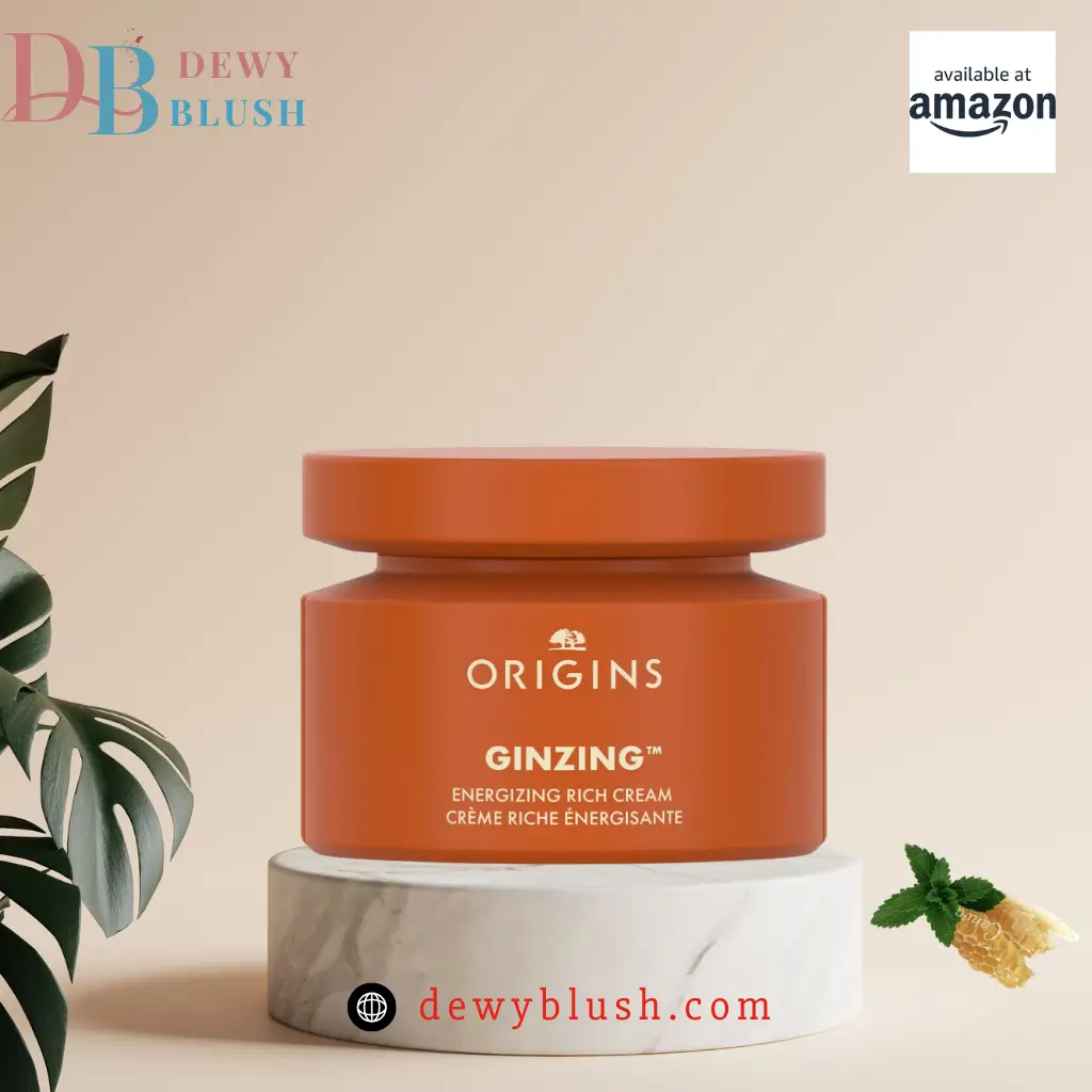 Dewy Blush Origins Ginzing Energizing Rich Cream with honey and mint for daily hydration.