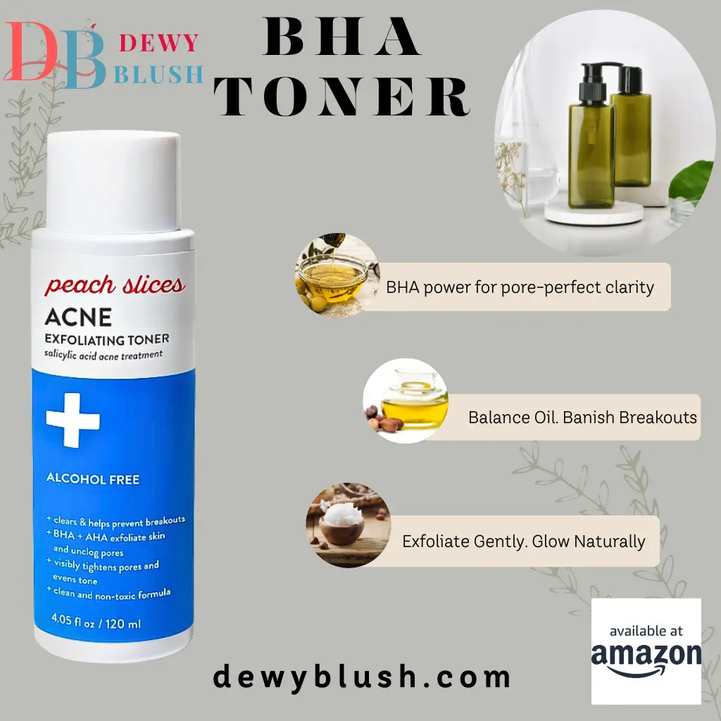 Peach Slices Acne Exfoliating Toner with AHA and BHA for clear, alcohol-free skin."